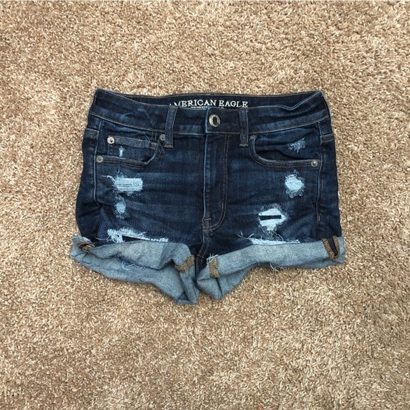 American Eagle Women’s‎ Next Level Stretch X Hi Rise Shortie Jean Shorts Size 2 - Picture 1 of 5